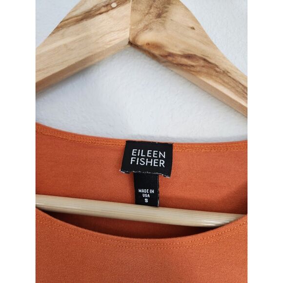 Eileen Fisher Orange Short Sleeve Stretch Tee | Size S - Picture 4 of 9